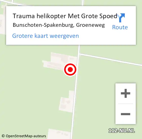 Locatie op kaart van de 112 melding: Trauma helikopter Met Grote Spoed Naar Bunschoten-Spakenburg, Groeneweg op 10 november 2024 01:39