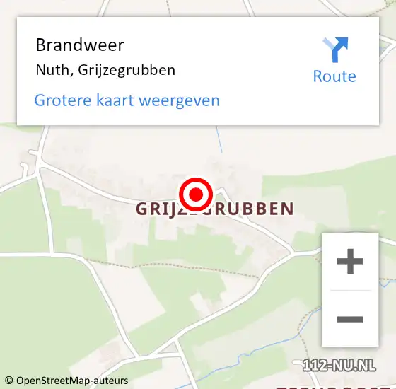 Locatie op kaart van de 112 melding: Brandweer Nuth, Grijzegrubben op 26 oktober 2014 12:48