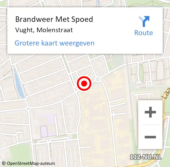 Locatie op kaart van de 112 melding: Brandweer Met Spoed Naar Vught, Molenstraat op 10 november 2024 01:46