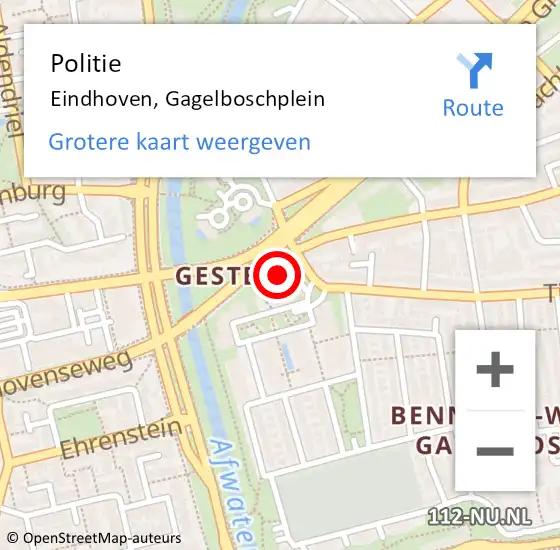 Locatie op kaart van de 112 melding: Politie Eindhoven, Gagelboschplein op 10 november 2024 02:00