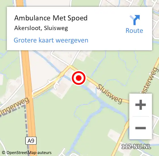 Locatie op kaart van de 112 melding: Ambulance Met Spoed Naar Akersloot, Sluisweg op 10 november 2024 02:18