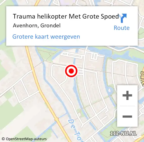 Locatie op kaart van de 112 melding: Trauma helikopter Met Grote Spoed Naar Avenhorn, Grondel op 10 november 2024 02:25