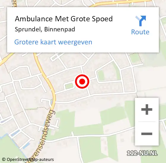 Locatie op kaart van de 112 melding: Ambulance Met Grote Spoed Naar Sprundel, Binnenpad op 26 oktober 2014 12:51