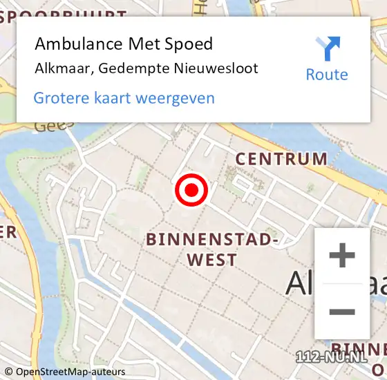 Locatie op kaart van de 112 melding: Ambulance Met Spoed Naar Alkmaar, Gedempte Nieuwesloot op 10 november 2024 04:31