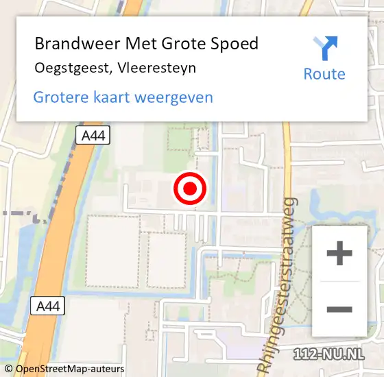 Locatie op kaart van de 112 melding: Brandweer Met Grote Spoed Naar Oegstgeest, Vleeresteyn op 10 november 2024 05:21