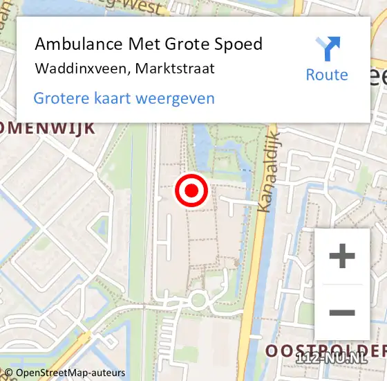 Locatie op kaart van de 112 melding: Ambulance Met Grote Spoed Naar Waddinxveen, Marktstraat op 10 november 2024 05:23