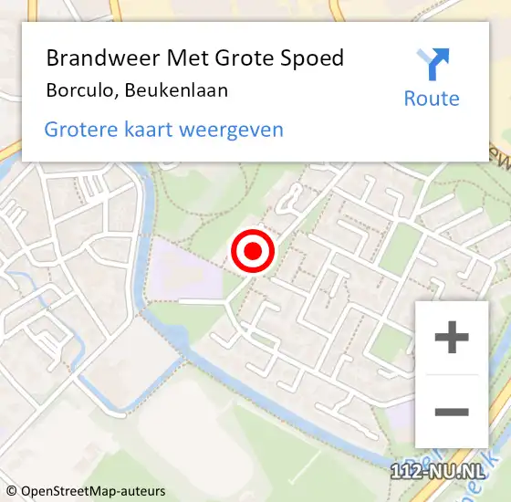 Locatie op kaart van de 112 melding: Brandweer Met Grote Spoed Naar Borculo, Beukenlaan op 10 november 2024 06:04