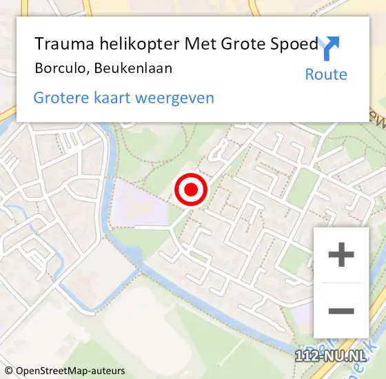 Locatie op kaart van de 112 melding: Trauma helikopter Met Grote Spoed Naar Borculo, Beukenlaan op 10 november 2024 06:17