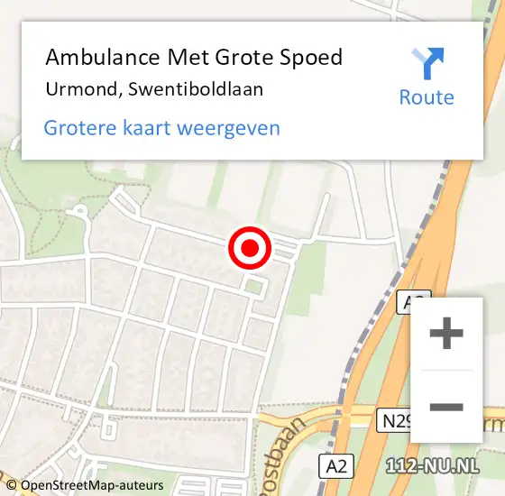 Locatie op kaart van de 112 melding: Ambulance Met Grote Spoed Naar Urmond, Swentiboldlaan op 26 oktober 2014 13:03