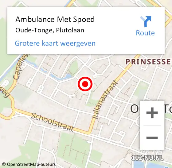 Locatie op kaart van de 112 melding: Ambulance Met Spoed Naar Oude-Tonge, Plutolaan op 10 november 2024 07:40