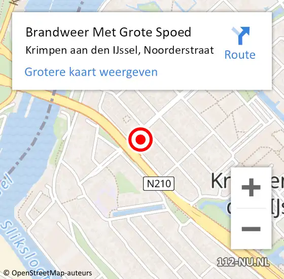 Locatie op kaart van de 112 melding: Brandweer Met Grote Spoed Naar Krimpen aan den IJssel, Noorderstraat op 10 november 2024 07:52