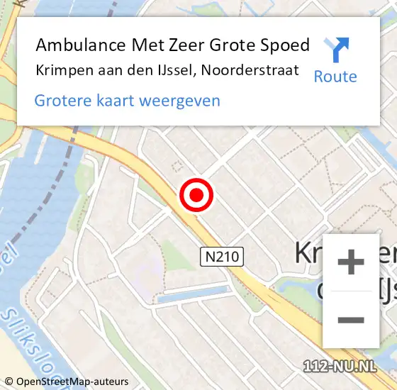 Locatie op kaart van de 112 melding: Ambulance Met Zeer Grote Spoed Naar Krimpen aan den IJssel, Noorderstraat op 10 november 2024 07:52