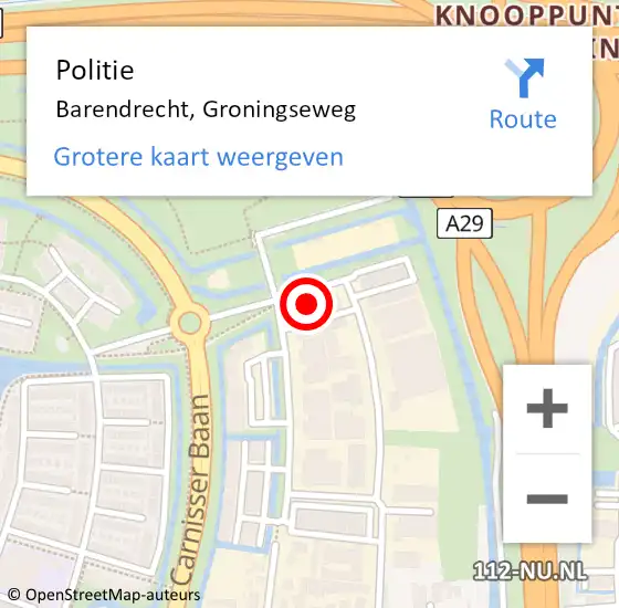 Locatie op kaart van de 112 melding: Politie Barendrecht, Groningseweg op 10 november 2024 08:15