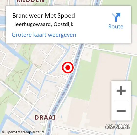 Locatie op kaart van de 112 melding: Brandweer Met Spoed Naar Heerhugowaard, Oostdijk op 10 november 2024 08:55