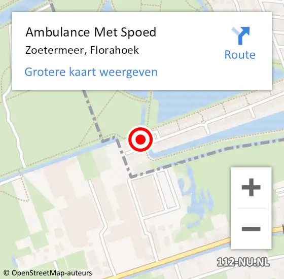 Locatie op kaart van de 112 melding: Ambulance Met Spoed Naar Zoetermeer, Florahoek op 26 oktober 2014 13:12