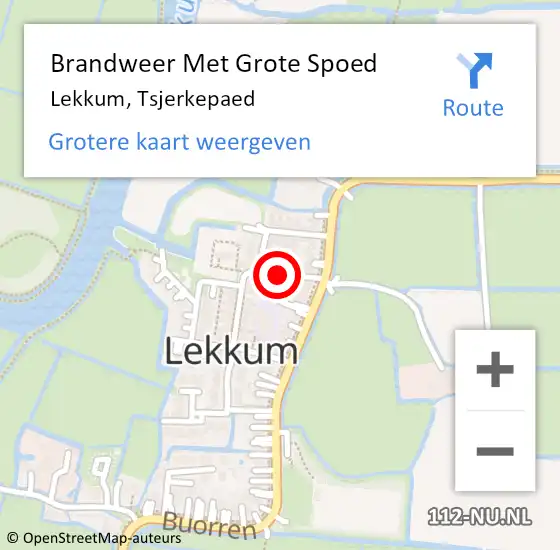 Locatie op kaart van de 112 melding: Brandweer Met Grote Spoed Naar Lekkum, Tsjerkepaed op 10 november 2024 09:32