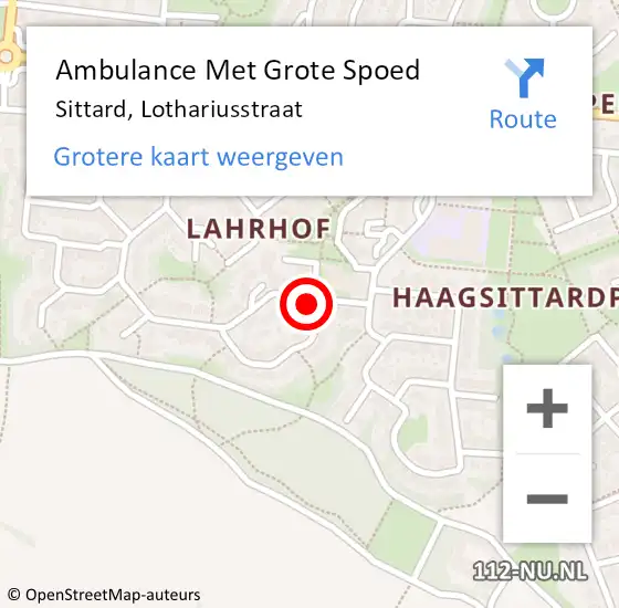 Locatie op kaart van de 112 melding: Ambulance Met Grote Spoed Naar Sittard, Lothariusstraat op 26 oktober 2014 13:14