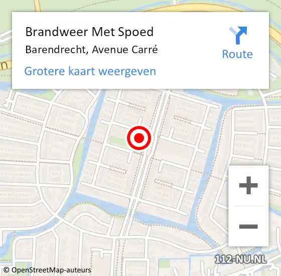 Locatie op kaart van de 112 melding: Brandweer Met Spoed Naar Barendrecht, Avenue Carré op 10 november 2024 09:42