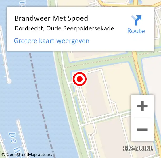 Locatie op kaart van de 112 melding: Brandweer Met Spoed Naar Dordrecht, Oude Beerpoldersekade op 10 november 2024 09:42