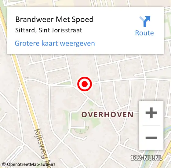 Locatie op kaart van de 112 melding: Brandweer Met Spoed Naar Sittard, Sint Jorisstraat op 10 november 2024 09:43