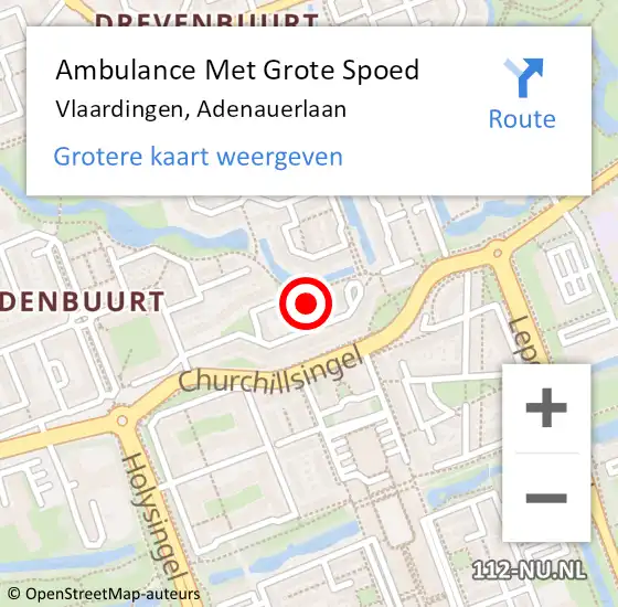 Locatie op kaart van de 112 melding: Ambulance Met Grote Spoed Naar Vlaardingen, Adenauerlaan op 10 november 2024 09:53