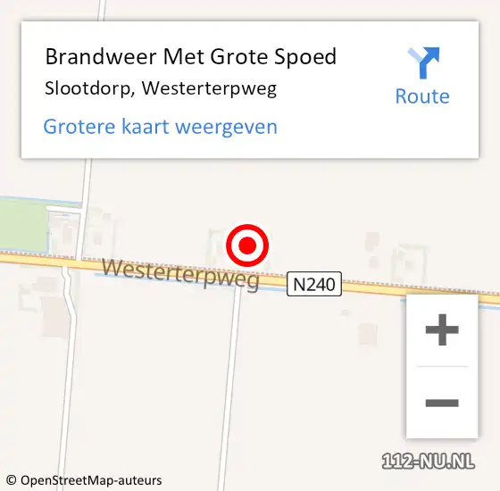 Locatie op kaart van de 112 melding: Brandweer Met Grote Spoed Naar Slootdorp, Westerterpweg op 10 november 2024 09:56