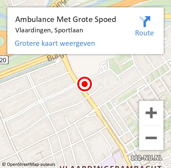 Locatie op kaart van de 112 melding: Ambulance Met Grote Spoed Naar Vlaardingen, Sportlaan op 10 november 2024 10:00