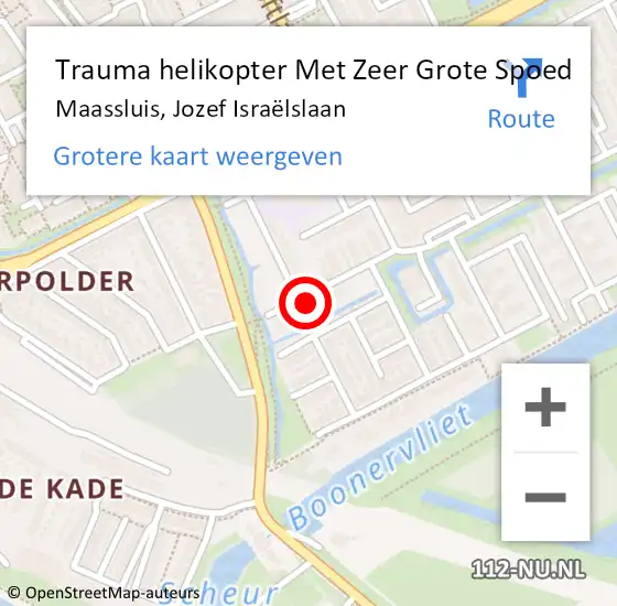 Locatie op kaart van de 112 melding: Trauma helikopter Met Zeer Grote Spoed Naar Maassluis, Jozef Israëlslaan op 10 november 2024 10:25