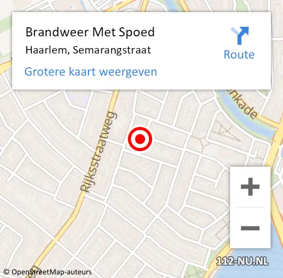 Locatie op kaart van de 112 melding: Brandweer Met Spoed Naar Haarlem, Semarangstraat op 10 november 2024 10:29