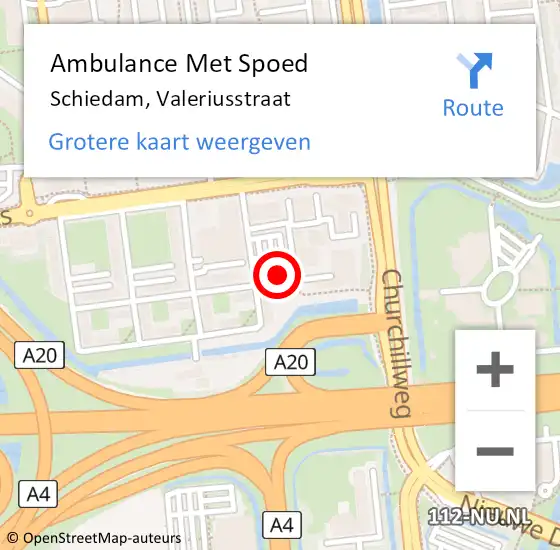 Locatie op kaart van de 112 melding: Ambulance Met Spoed Naar Schiedam, Valeriusstraat op 10 november 2024 10:45