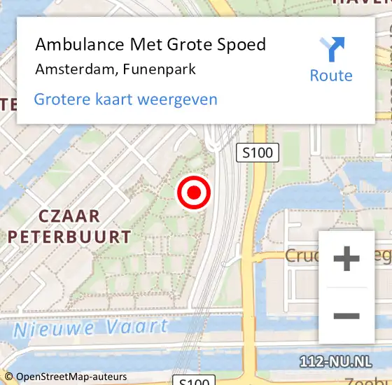 Locatie op kaart van de 112 melding: Ambulance Met Grote Spoed Naar Amsterdam, Funenpark op 10 november 2024 10:56