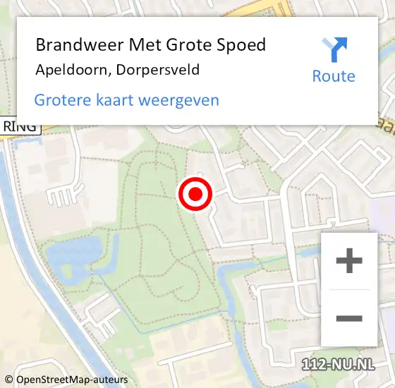 Locatie op kaart van de 112 melding: Brandweer Met Grote Spoed Naar Apeldoorn, Dorpersveld op 10 november 2024 11:12