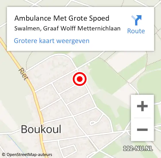 Locatie op kaart van de 112 melding: Ambulance Met Grote Spoed Naar Swalmen, Graaf Wolff Metternichlaan op 10 november 2024 11:18