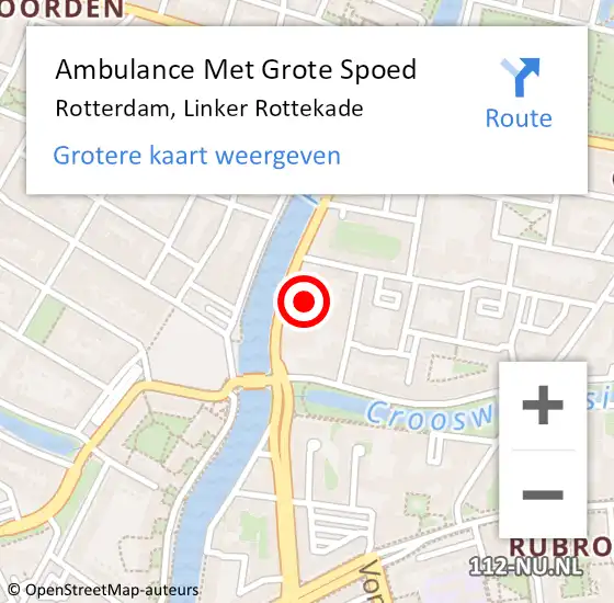 Locatie op kaart van de 112 melding: Ambulance Met Grote Spoed Naar Rotterdam, Linker Rottekade op 10 november 2024 11:21