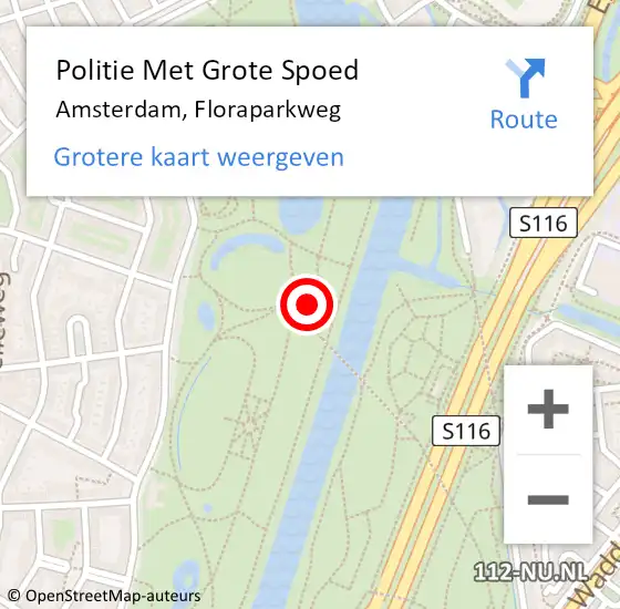 Locatie op kaart van de 112 melding: Politie Met Grote Spoed Naar Amsterdam, Floraparkweg op 10 november 2024 11:25