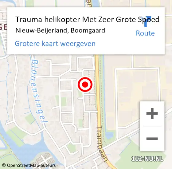 Locatie op kaart van de 112 melding: Trauma helikopter Met Zeer Grote Spoed Naar Nieuw-Beijerland, Boomgaard op 10 november 2024 11:27