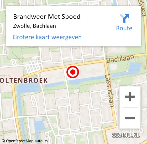 Locatie op kaart van de 112 melding: Brandweer Met Spoed Naar Zwolle, Bachlaan op 10 november 2024 11:27