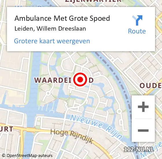 Locatie op kaart van de 112 melding: Ambulance Met Grote Spoed Naar Zoetermeer, Willem Dreeslaan op 10 november 2024 11:29