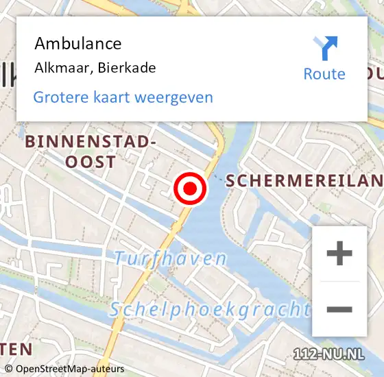 Locatie op kaart van de 112 melding: Ambulance Alkmaar, Bierkade op 10 november 2024 11:50