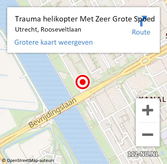 Locatie op kaart van de 112 melding: Trauma helikopter Met Zeer Grote Spoed Naar Utrecht, Rooseveltlaan op 10 november 2024 12:13