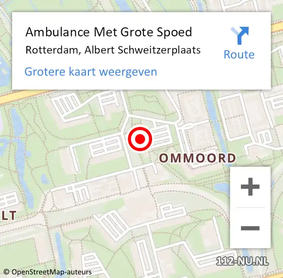 Locatie op kaart van de 112 melding: Ambulance Met Grote Spoed Naar Rotterdam, Albert Schweitzerplaats op 10 november 2024 12:18