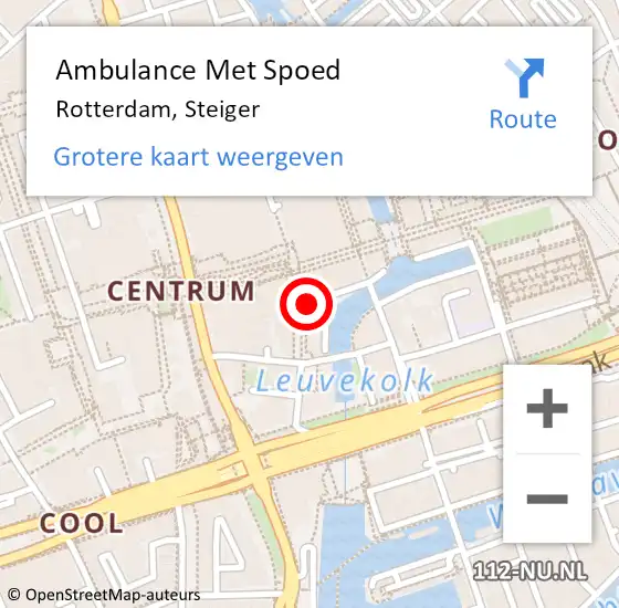 Locatie op kaart van de 112 melding: Ambulance Met Spoed Naar Rotterdam, Steiger op 10 november 2024 12:24