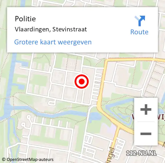 Locatie op kaart van de 112 melding: Politie Vlaardingen, Stevinstraat op 10 november 2024 13:07