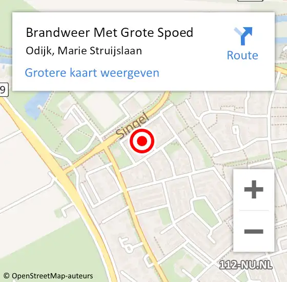 Locatie op kaart van de 112 melding: Brandweer Met Grote Spoed Naar Odijk, Marie Struijslaan op 10 november 2024 13:07