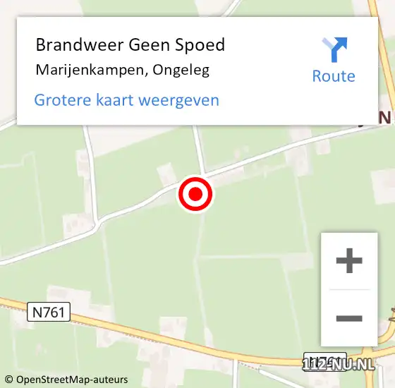 Locatie op kaart van de 112 melding: Brandweer Geen Spoed Naar Marijenkampen, Ongeleg op 10 november 2024 13:13