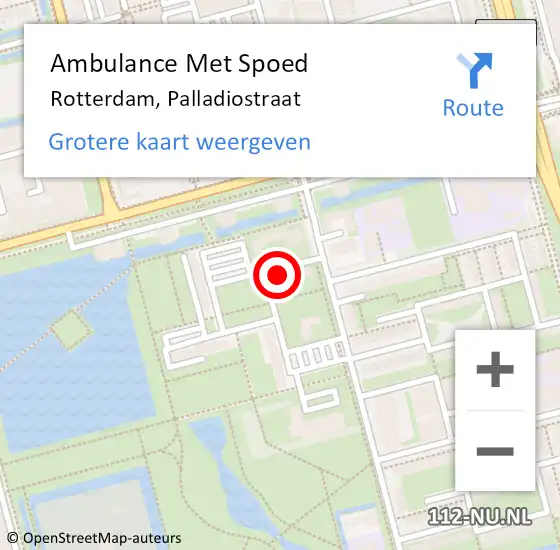 Locatie op kaart van de 112 melding: Ambulance Met Spoed Naar Rotterdam, Palladiostraat op 10 november 2024 13:21