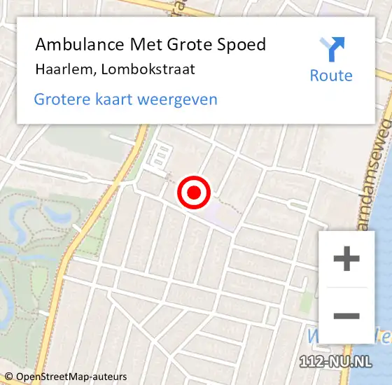 Locatie op kaart van de 112 melding: Ambulance Met Grote Spoed Naar Haarlem, Lombokstraat op 10 november 2024 13:32