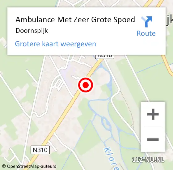 Locatie op kaart van de 112 melding: Ambulance Met Zeer Grote Spoed Naar Doornspijk op 10 november 2024 13:59