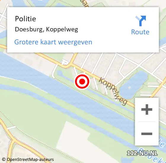 Locatie op kaart van de 112 melding: Politie Doesburg, Koppelweg op 10 november 2024 14:13