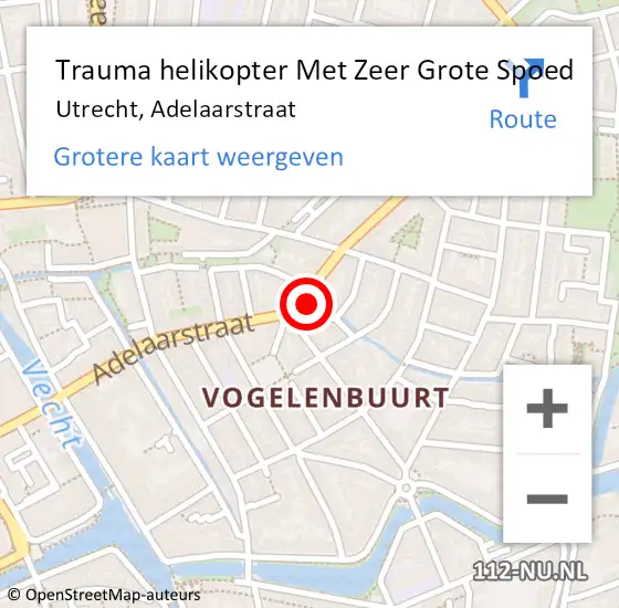 Locatie op kaart van de 112 melding: Trauma helikopter Met Zeer Grote Spoed Naar Utrecht, Adelaarstraat op 10 november 2024 14:17